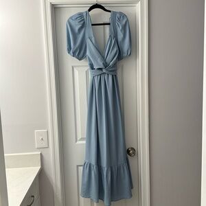 ASTR The Label Tie Back Puff Sleeve Midi Dress